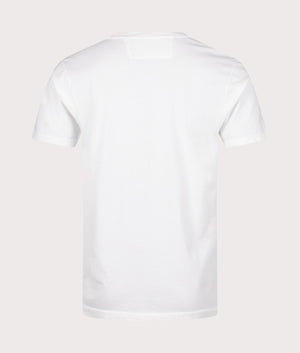 Discover the 30/1 Jersey Artisinal British Sailor T-Shirt in Gauze White with Back and Blue Branding on the Chest, 100% Cotton. Back Shot at EQVVS