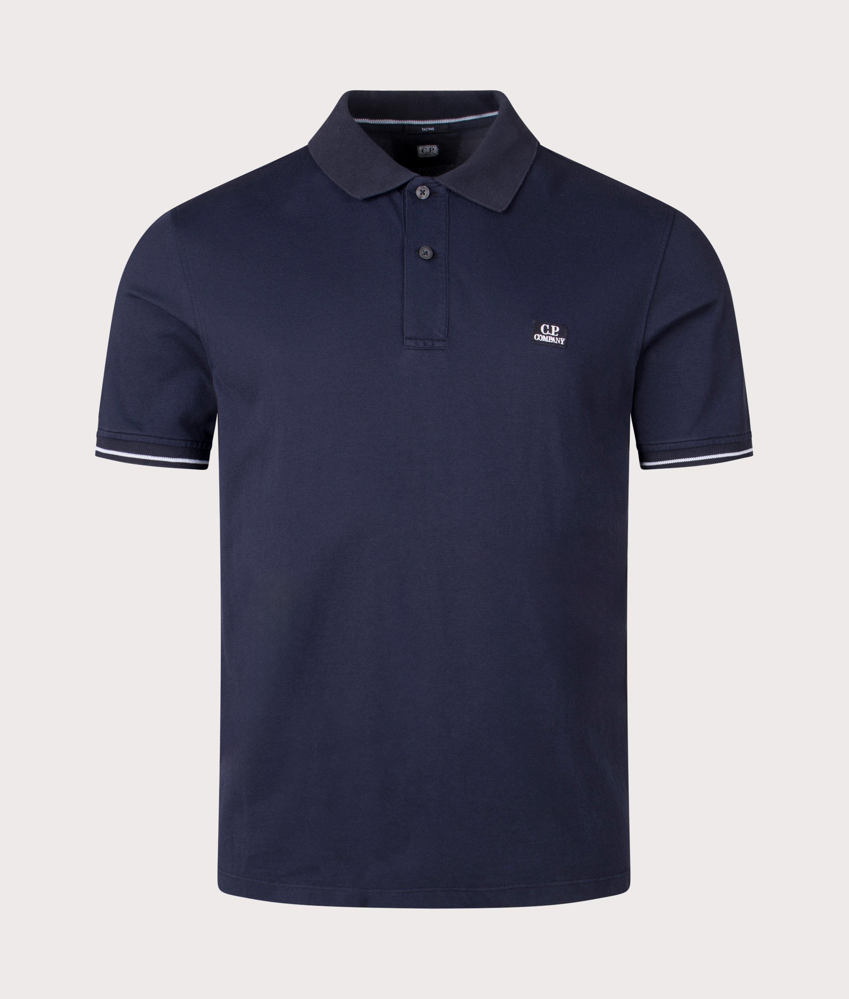 Tacting Piquet Polo Shirt on Total Eclipse by C.P. Company. EQVVS Front Angle Shot.