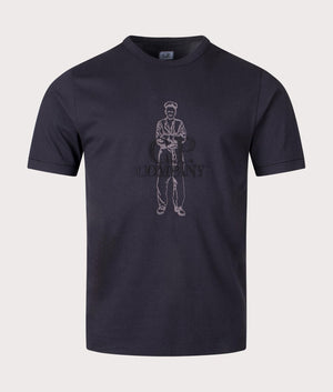 1020 Jersey British Sailor T-Shirt in Total Eclipse by C. P. Company. EQVVS Front Angle Shot.