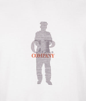 CP Company Grid Silhouette Jersey 30/1 T-Shirt in Gauze White with Sailer Canvas at EQVVS Detail Shot
