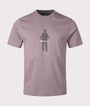 CP Company Grid Silhouette Jersey 30/1 T-Shirt in Purple Dove with Sailer Grid Print at EQVVS Front Shot