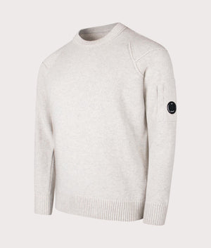 CP Company Lambswool Knitted Jumper in Off White Melange at EQVVS Menswear side shot