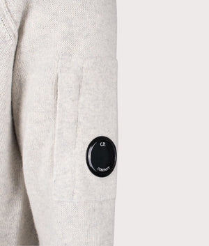 CP Company Lambswool Knitted Jumper in Off White Melange at EQVVS Menswear detail shot