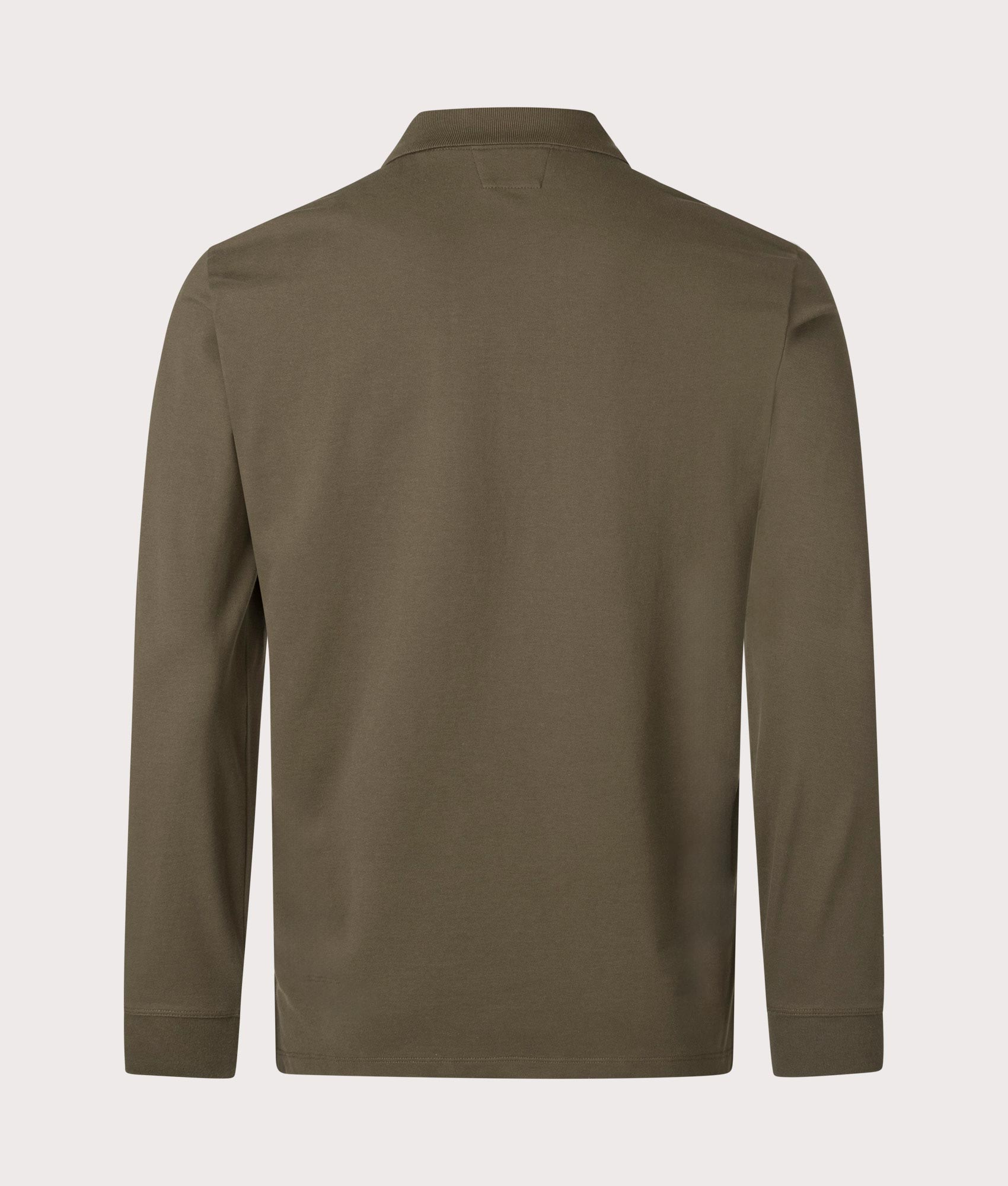 CP Company Stretch Piquet Long Sleeve Polo Shirt In Ivy Green At EQVVS Menswear back shot