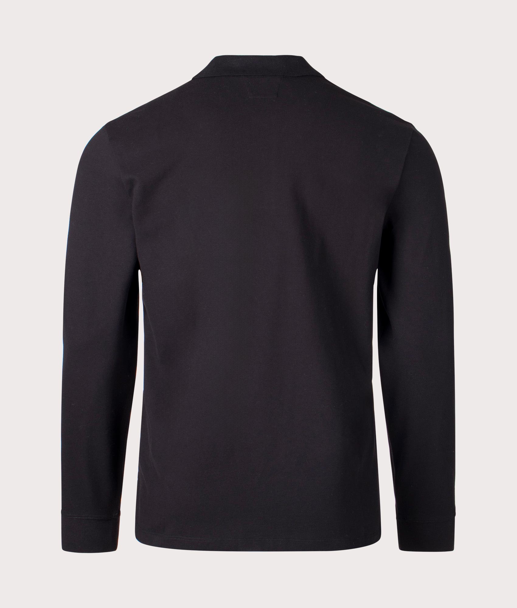 Stretch Piquet Long Sleeve Polo Shirt in Black by C.P. Company. EQVVS Shot.