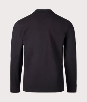Stretch Piquet Long Sleeve Polo Shirt in Black by C.P. Company. EQVVS Shot.