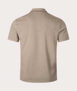 CP Company Stretch Piquet Striped Collar Polo Shirt In Walnut  at EQVVS Menswear back shot
