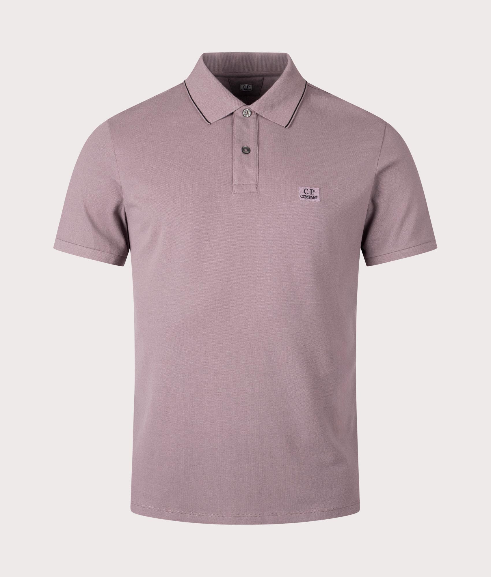 Stretch Piquet Short Sleeve Polo Shirt in Purple Dove by C.P. Company. EQVVS Shot.