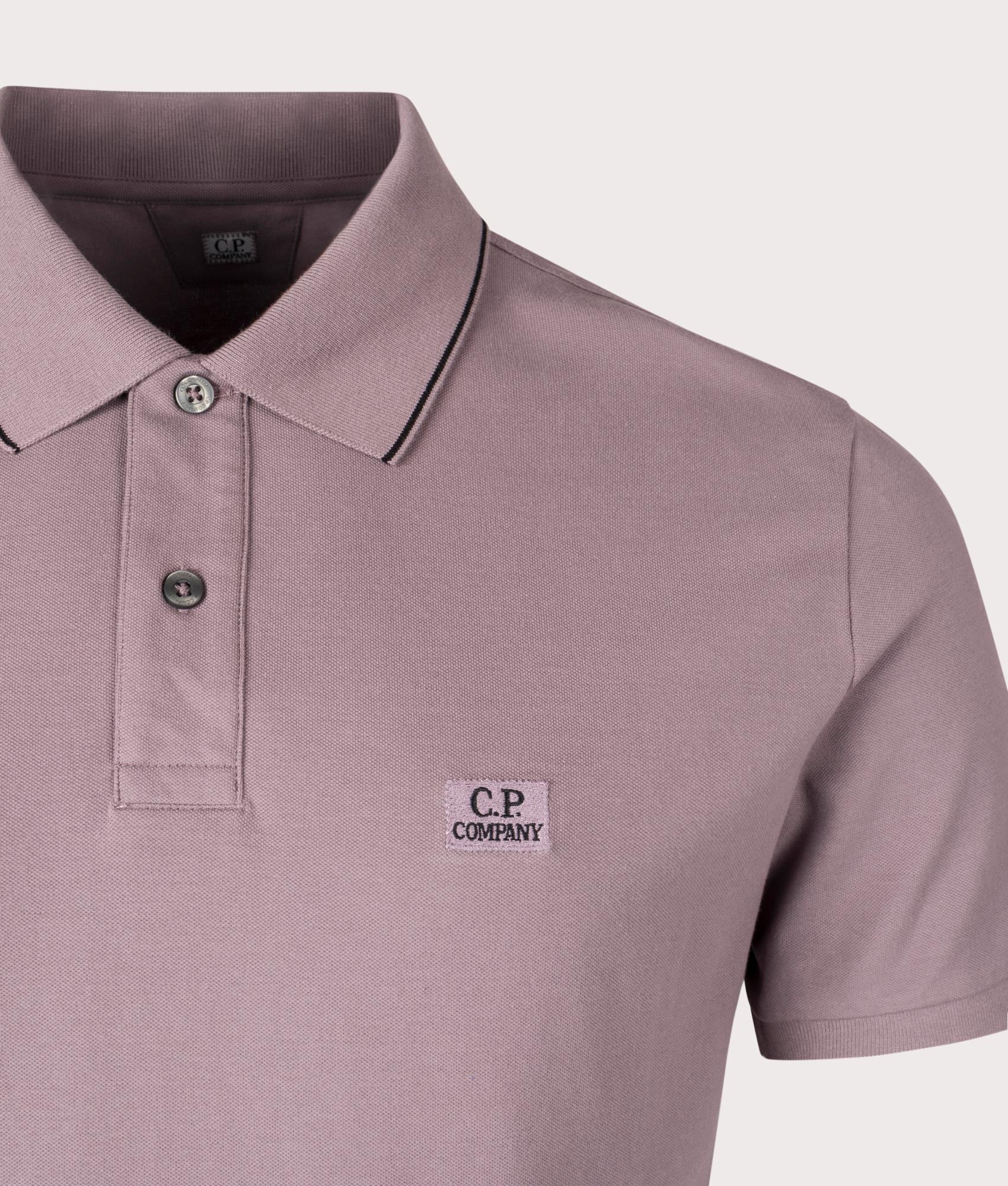 Stretch Piquet Short Sleeve Polo Shirt in Purple Dove by C.P. Company. EQVVS Shot.
