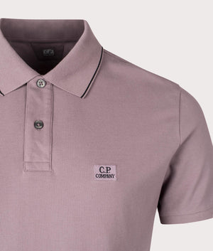Stretch Piquet Short Sleeve Polo Shirt in Purple Dove by C.P. Company. EQVVS Shot.