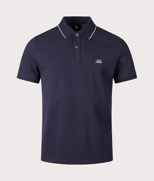 Stretch Piquet Short Sleeve Polo Shirt in Total Eclipse by C.P. Company. EQVVS Shot. 