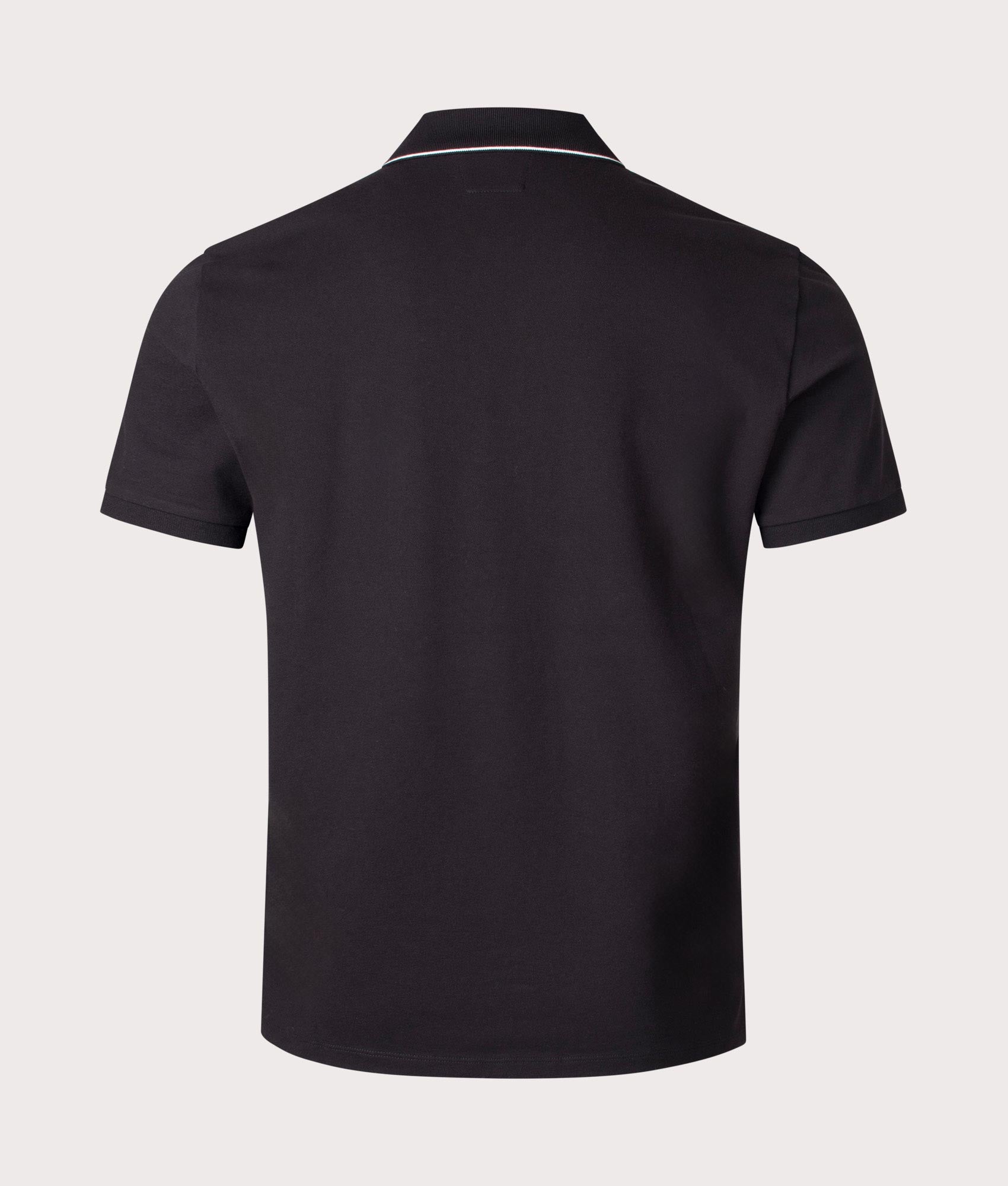 CP Company Stretch Piquet Striped Collar Polo Shirt In Black at EQVVS Menswear back shot