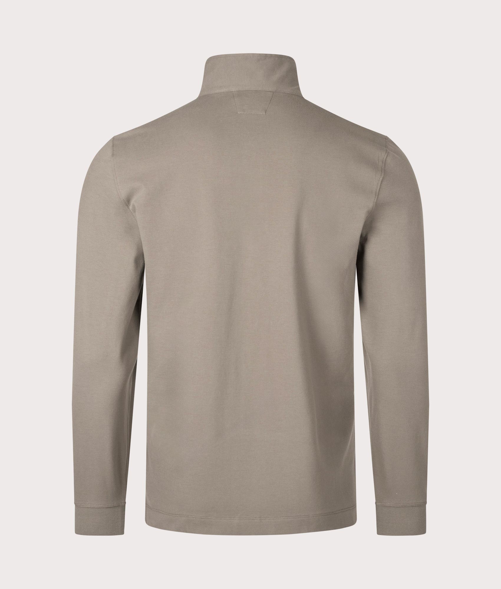 Stretch Piquet Long Sleeve Quarter Zip Polo Shirt in Walnut by C.P. Company. EQVVS Shot.