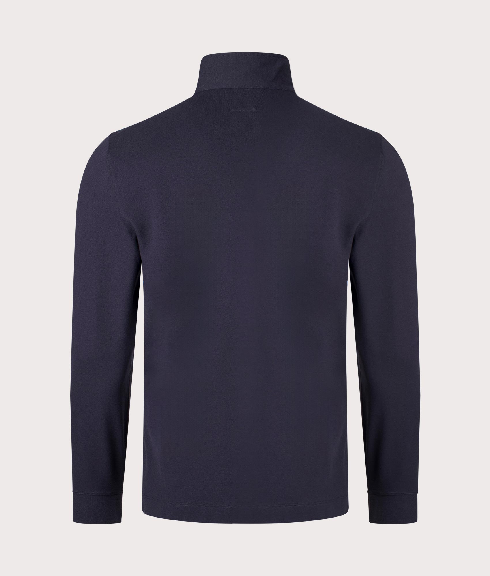 Stretch Piquet Long Sleeve Quarter Zip Polo Shirt in Total Eclipse by C.P. Company. EQVVS Shot.