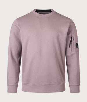 C.P. Company Diagonal Raised Fleece Sweatshirts in Purple Dove for Men at EQVVS Front Shot