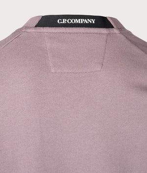 C.P. Company Diagonal Raised Fleece Sweatshirts in Purple Dove for Men at EQVVS Collar Branding Shot