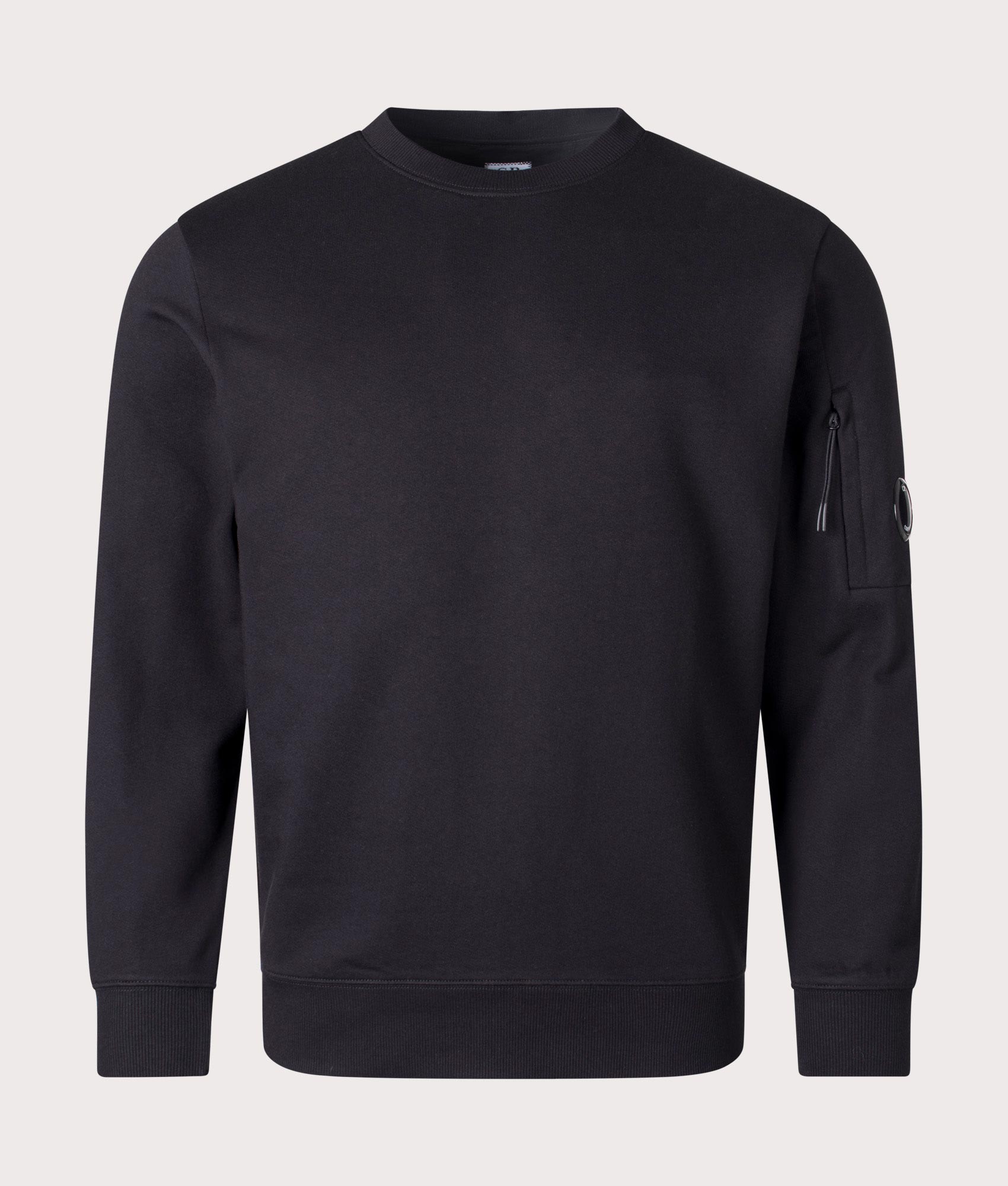 CP Company Diagonal Raised Fleece Lens Sweatshirt In Black at EQVVS Menswear front shot