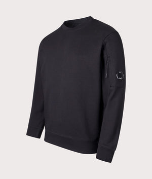 CP Company Diagonal Raised Fleece Lens Sweatshirt In Black at EQVVS Menswear side shot