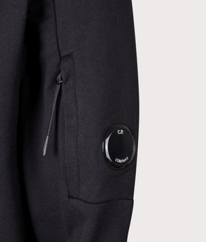 CP Company Diagonal Raised Fleece Lens Sweatshirt In Black at EQVVS Menswear detail shot