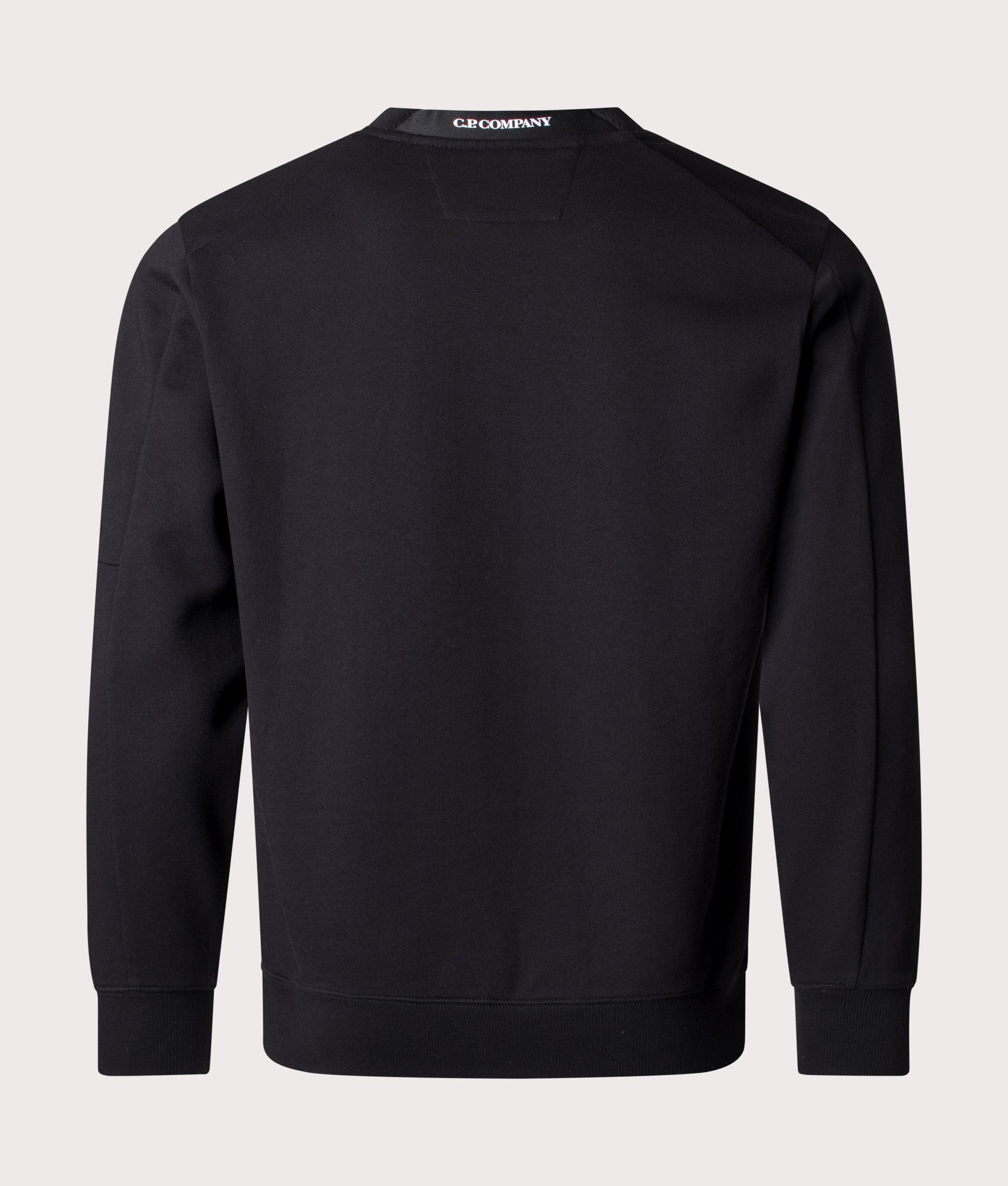 CP Company Diagonal Raised Fleece Lens Sweatshirt In Black at EQVVS Menswear back shot