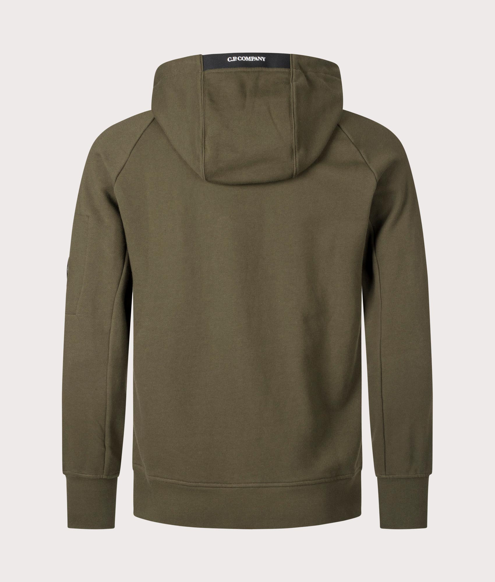 Diagonal Raised Fleece Zip Through Hoodie in Ivy Green by C.P. Company. EQVVS Shot.