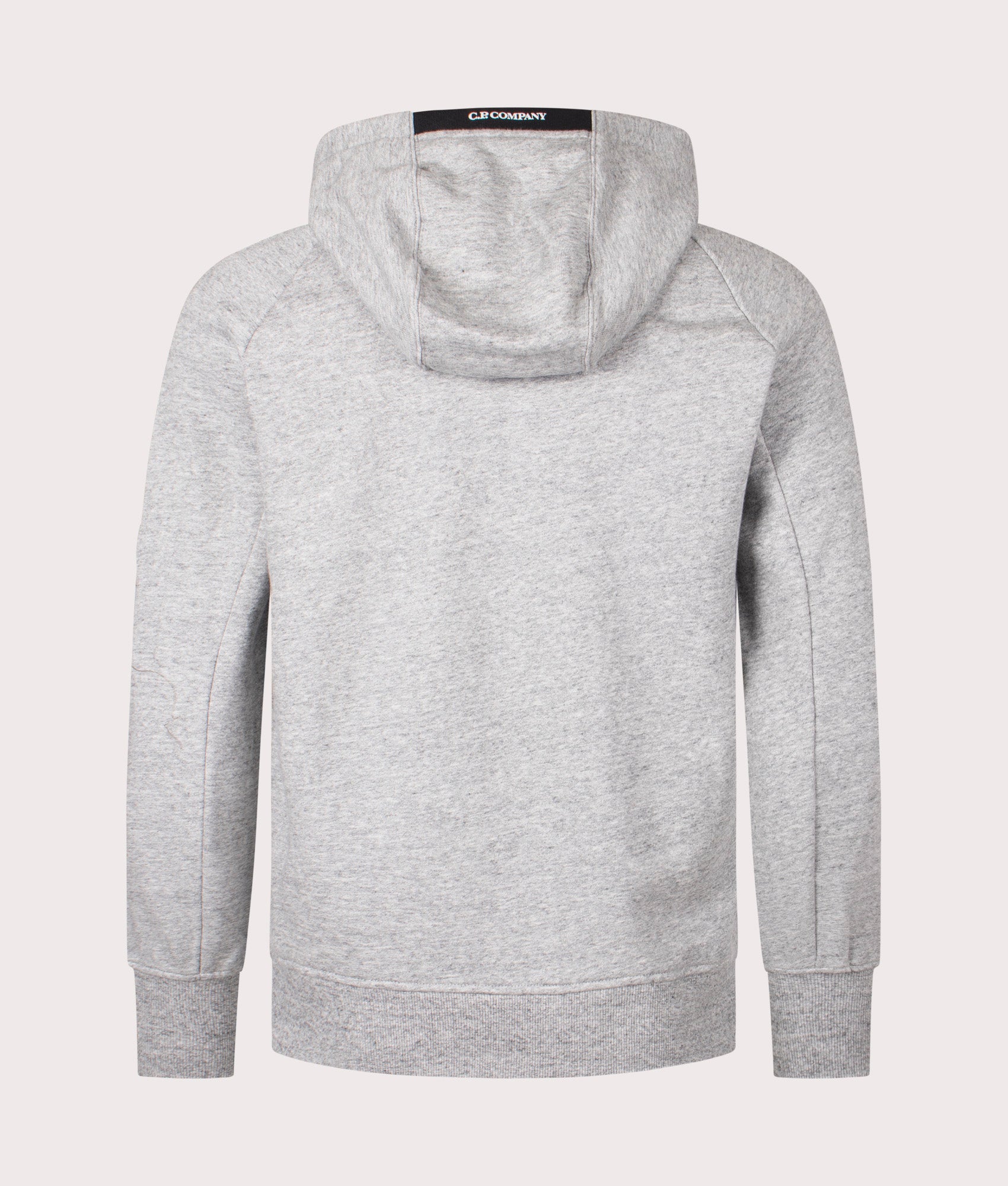 Diagonal Raised Fleece Zip Through Hoodie in Greystone Melange by C.P. Company. EQVVS Shot.