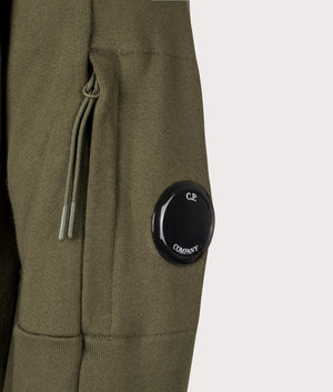 CP Company Diagonal Raised Fleece Quarter Zip Sweatshirt In Ivy Green at EQVVS menswear detail shot