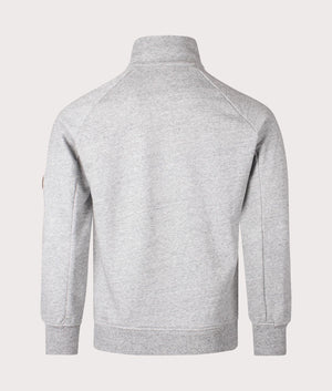 CP Company Diagonal Raised Fleece Quarter Zip Sweatshirt in Greystone Melange at EQVVS Menswear back shot 