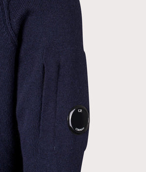 Lambswool Quarter Zip Knitted Jumper in Total Eclipse by C.P. Company. EQVVS Shot.