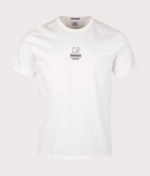 C.P. Company Mercerized 30/1 Twisted T-Shirt White. Shot at EQVVS. Front shot. 