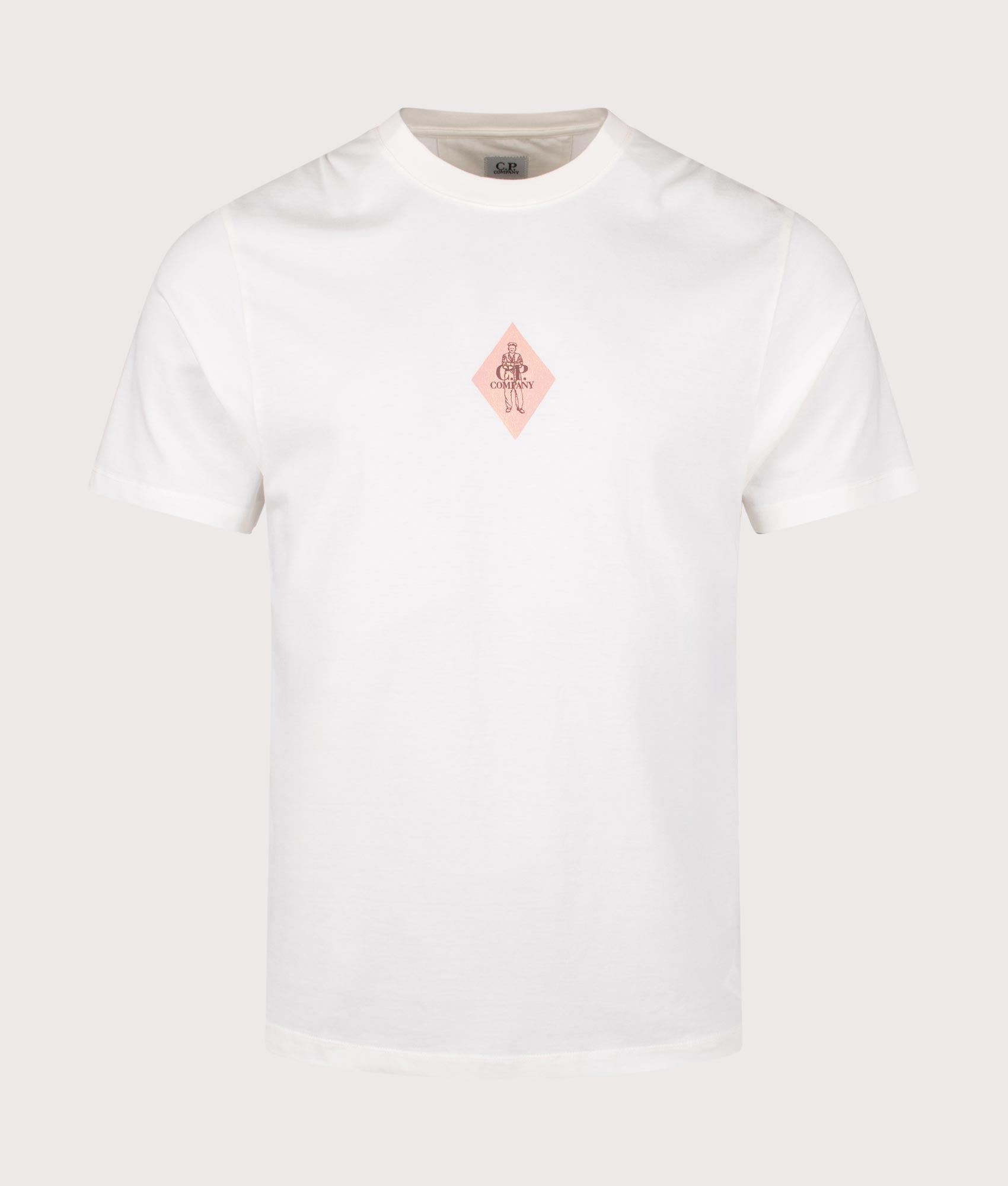 CP Company Front and Back Logo T-Shirt in Guaze white front shot at EQVVS Menswear
