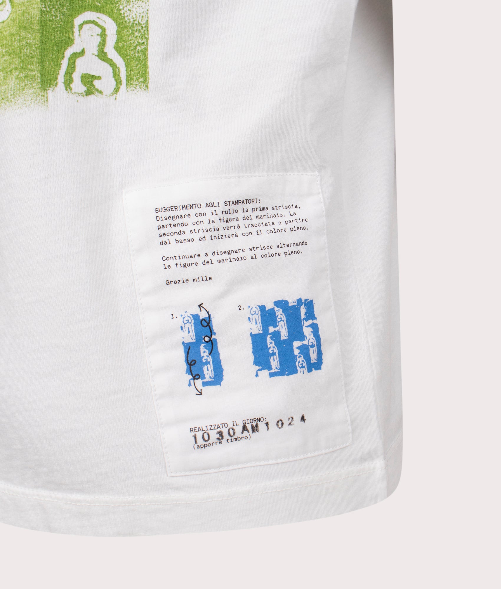 C.P. Company Front and Back Logo T-Shirt in Gauze White, 100% Cotton at EQVVS. Detailed shot. 