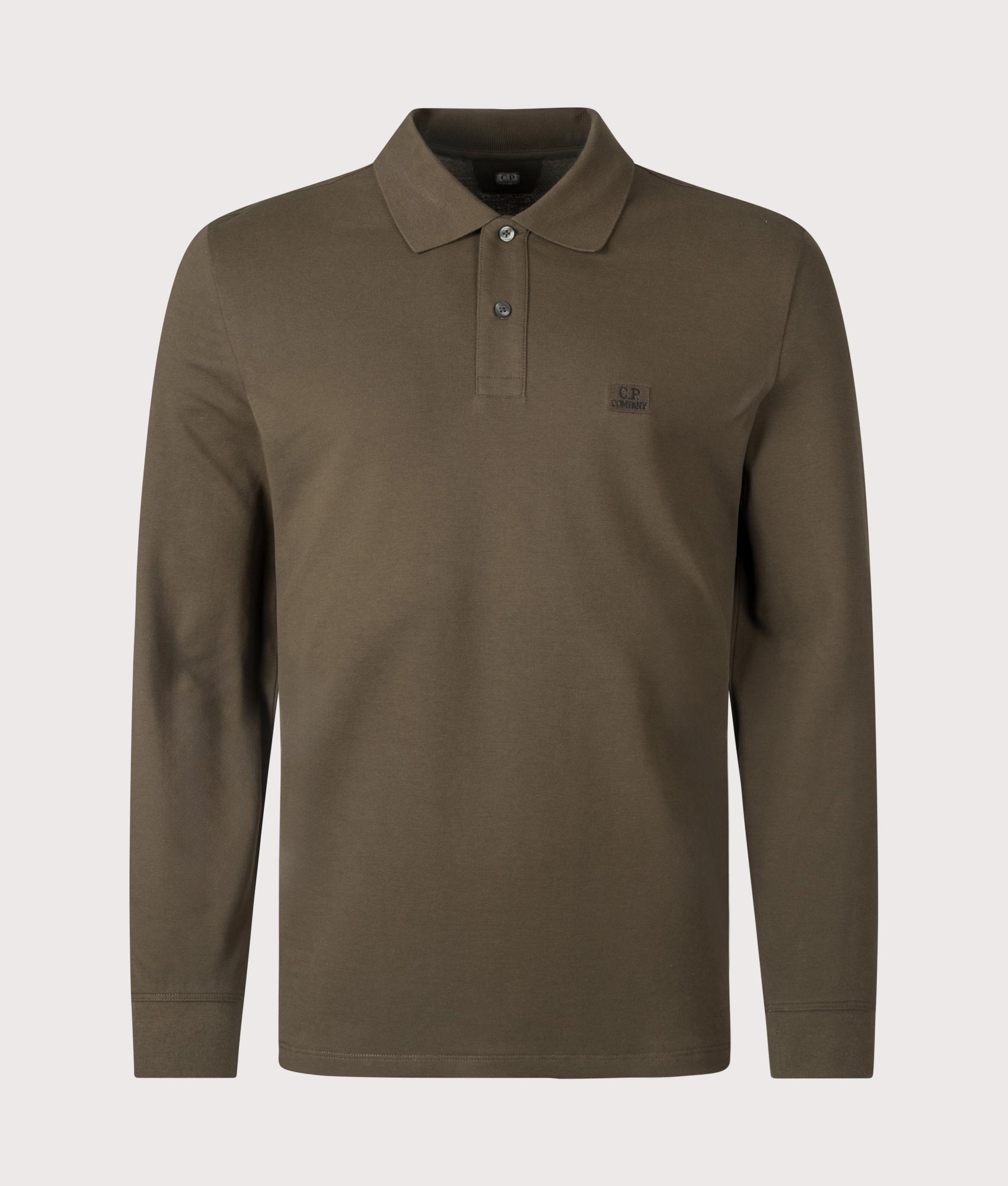Stretch Piquet Long Sleeve Polo Shirt. Shot by EQVVS. Front shot.