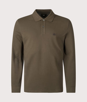 Stretch Piquet Long Sleeve Polo Shirt. Shot by EQVVS. Front shot.