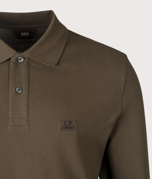 Stretch Piquet Long Sleeve Polo Shirt. Shot by EQVVS. Detail shot.