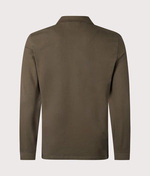 Stretch Piquet Long Sleeve Polo Shirt. Shot by EQVVS. Back shot.