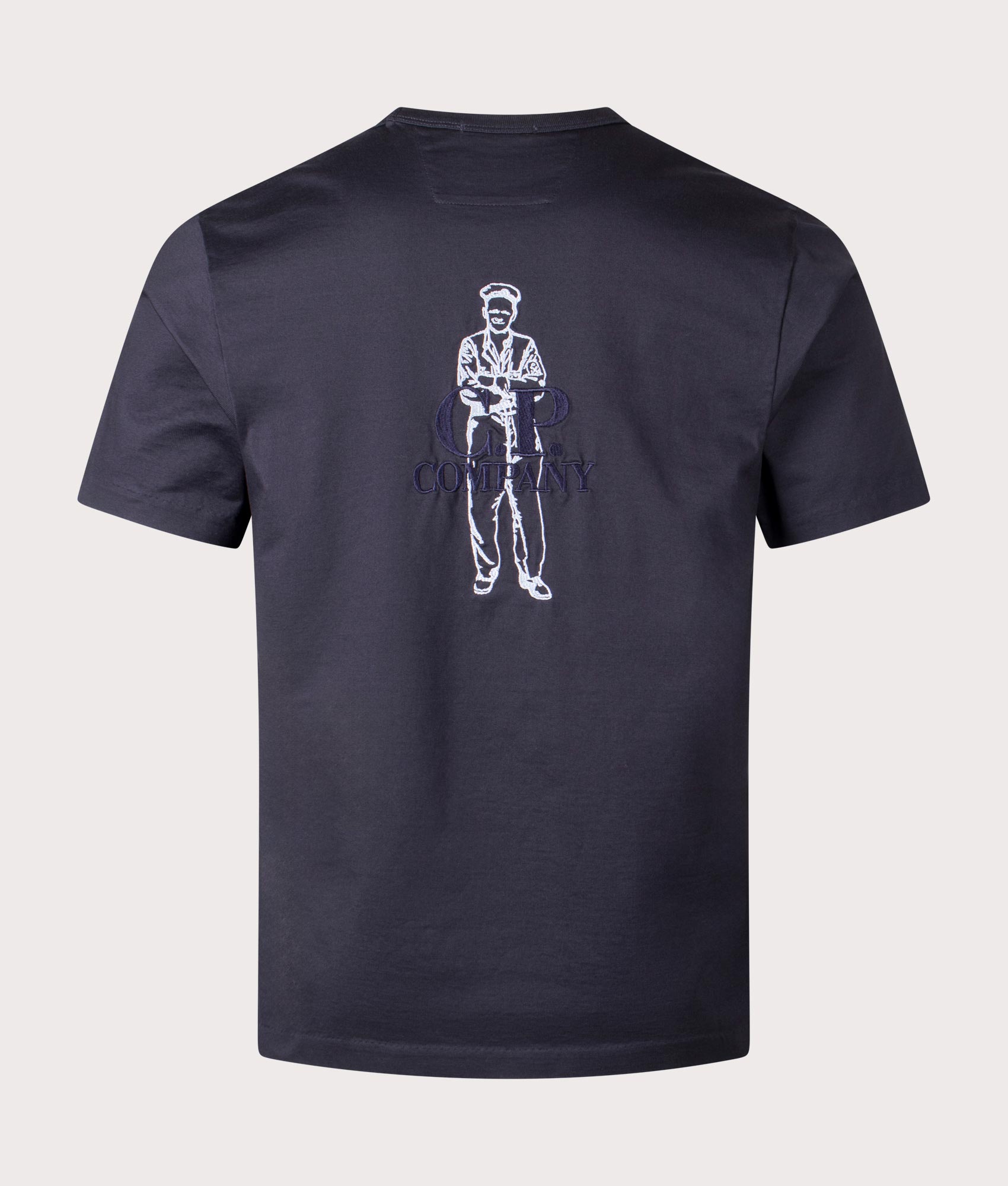 C.P. Company Twisted British Sailor T-Shirt in Total Eclipse, 100% cotton at EQVSS. Back shot. 