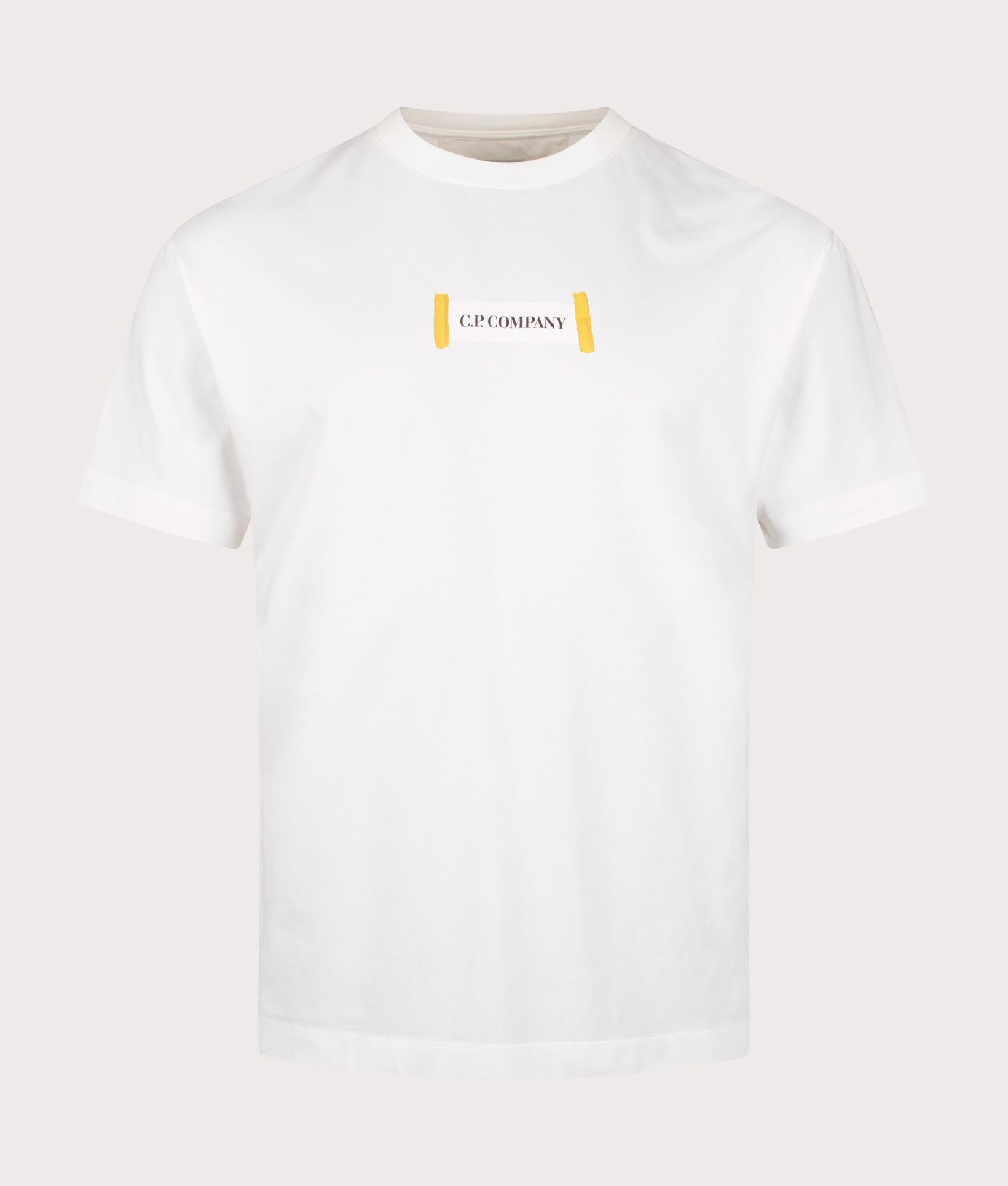 C.P. Company Logos T-shirt in Gauze White, 100% cotton at EQVVS. Front shot.