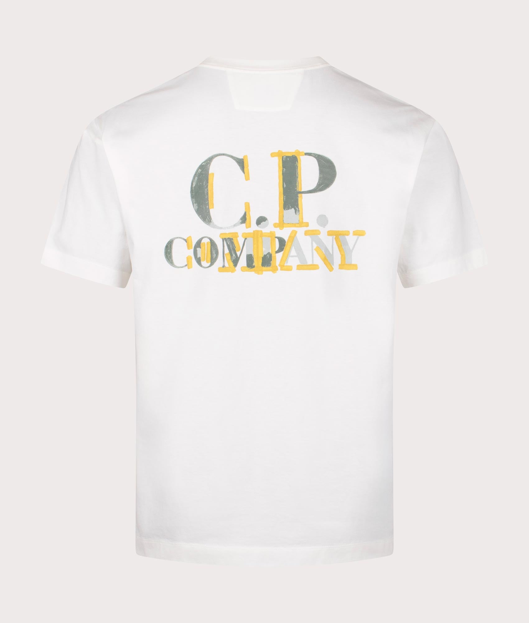 C.P. Company Logos T-shirt in Gauze White, 100% cotton at EQVVS. Back shot. 