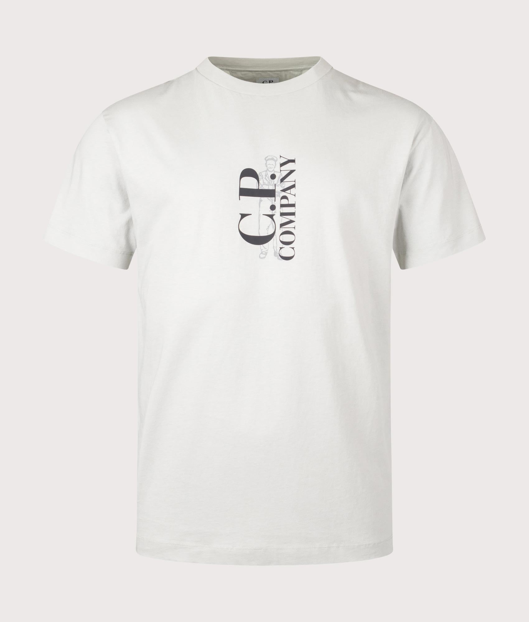 Chest Logo T-Shirt in Blue Fox by C.P. Company at EQVVS. Front Detail Shot.
