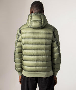 D.D. Shell Hooded Down Jacket. Shot by EQVVS. Back model shot.