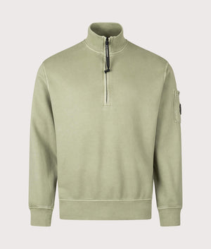 Cotton Diagonal Quarter Zip Sweatshirt. Shot by EQVVS. Front shot.