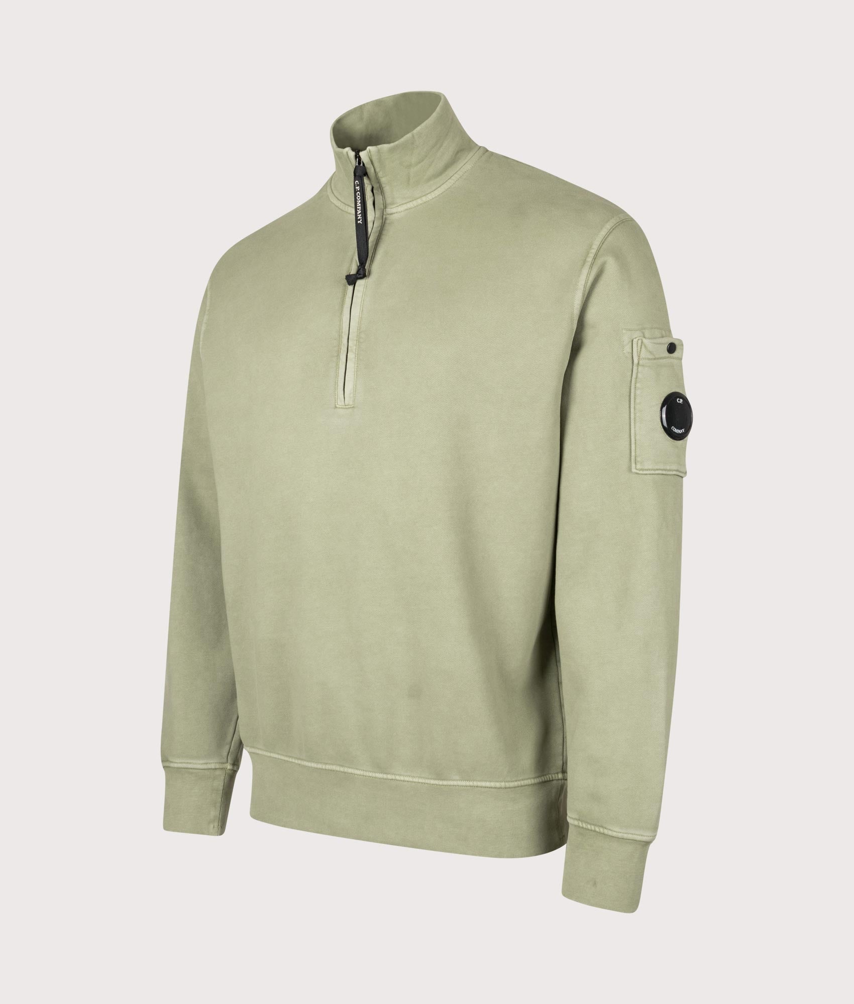 Diagonal Fleece Quarter Zip Sweatshirt. Shot by EQVVS. Front angled shot.
