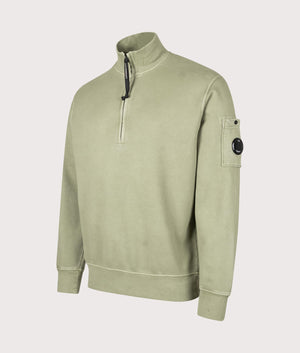 Cotton Diagonal Quarter Zip Sweatshirt. Shot by EQVVS. Front angled shot.