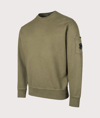 Diagonal Fleece Crewneck Lens Sweatshirt: 652 Capers 
