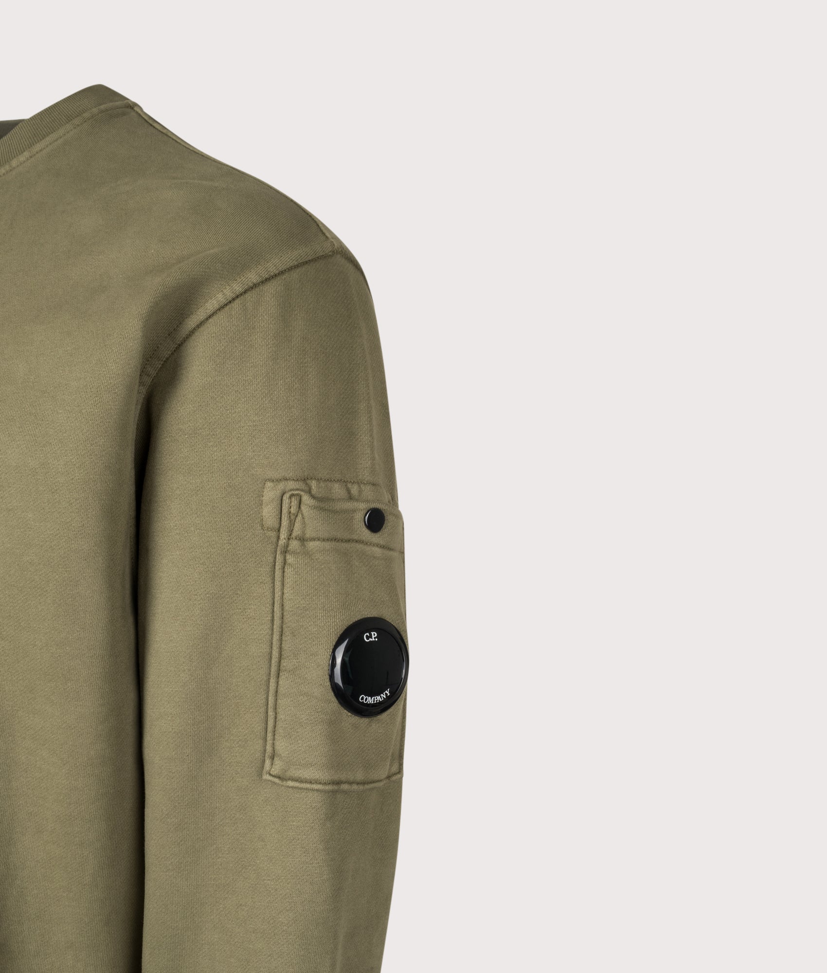 Diagonal Fleece Crewneck Lens Sweatshirt. Shot by EQVVS. Detail shot.