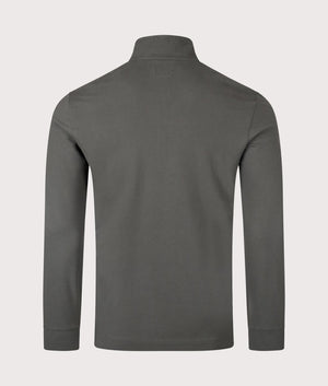 Stretch Piqué Quarter Zip Long Sleeve Polo Shirt. Shot by EQVVS. Back shot.
