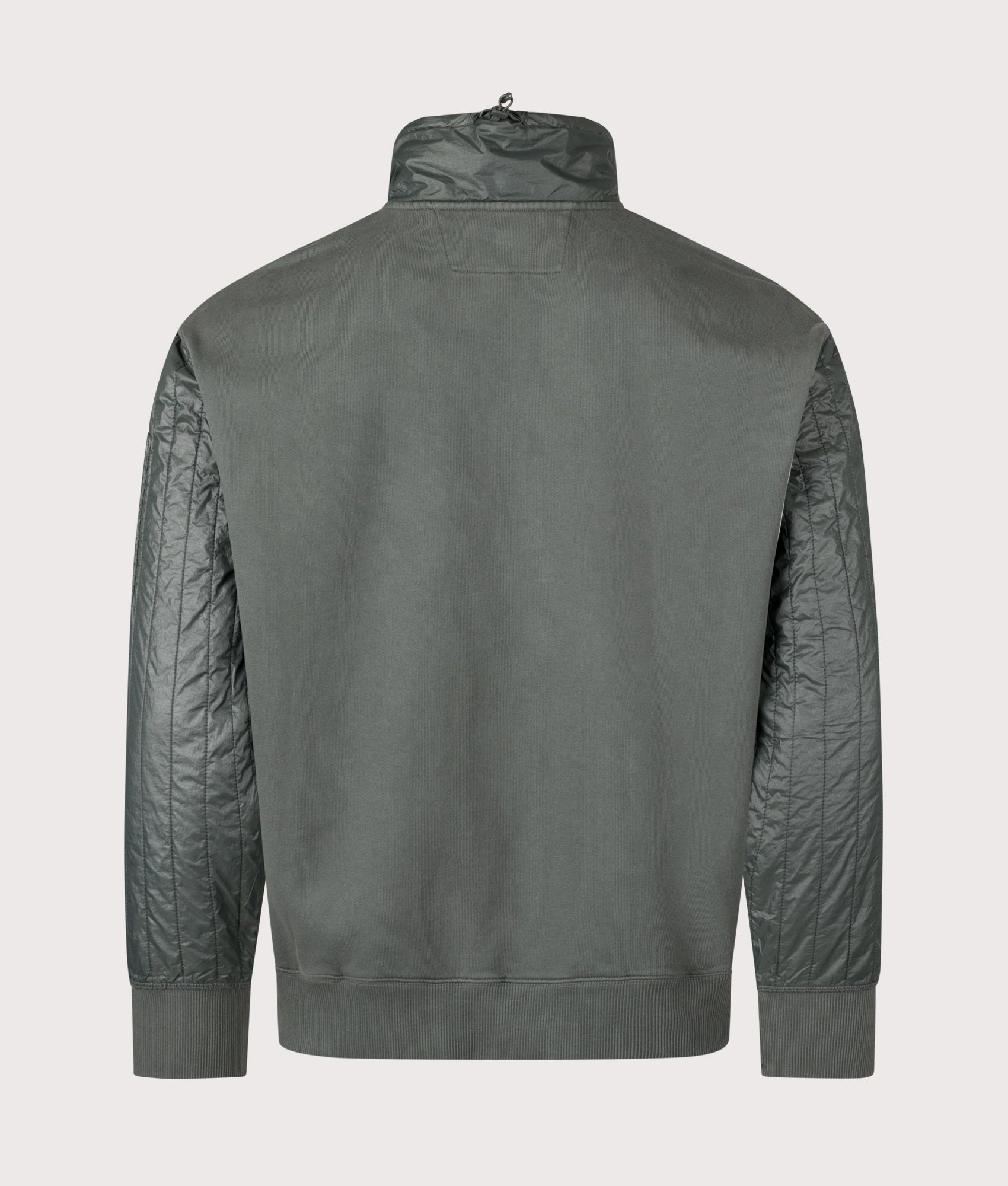 Diagonal Raised Fleece Quarter Zip Sweatshirt in Dark Shadow | 100% Cotton | C.P. Company | EQVVS | Back shot 
