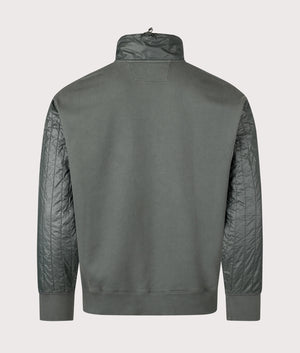 Diagonal Raised Fleece Quarter Zip Sweatshirt in Dark Shadow | 100% Cotton | C.P. Company | EQVVS | Back shot 