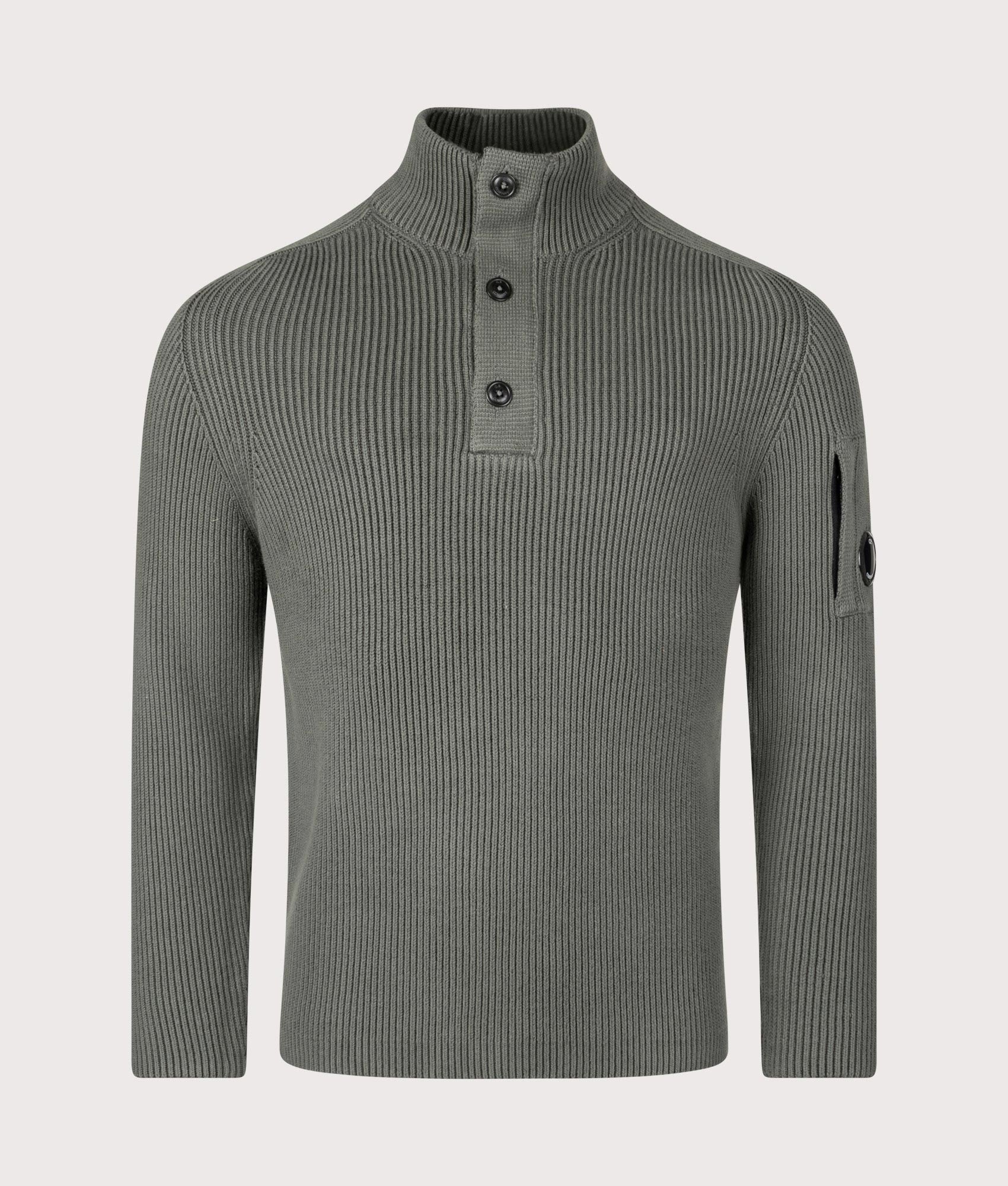 Full Rib Half Button Jumper. Shot by EQVVS. Front shot.